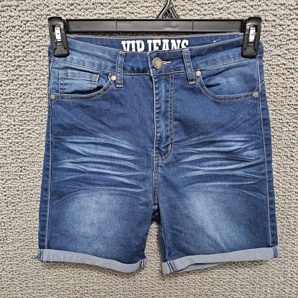 VIP JEANS Womens Denim Shorts Blue Mid Rise Rolled Hem Stretch Size 7/8